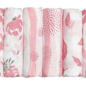 Gllquen Set of 6 pink and white muslin swaddle blankets EUC